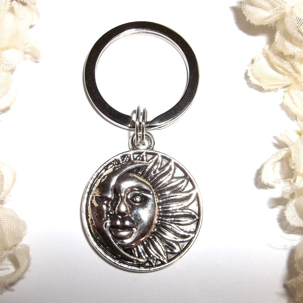 Keychain, Keyring, Celestial Keychain, Silver Keyring, Unisex Gift Idea NWT C268